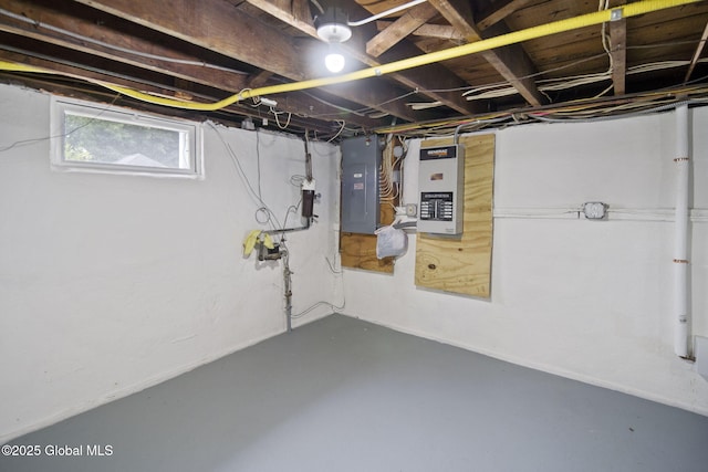 basement with electric panel
