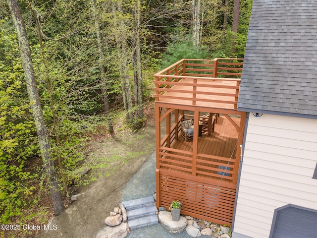 view of yard featuring a wooden deck