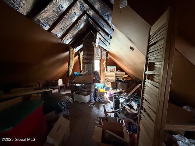 view of unfinished attic