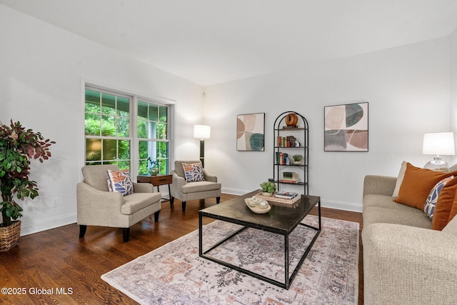 6004 Queen Mary Ct, Schenectady, NY 12303 - living room featuring dark wood-style floors and baseboards