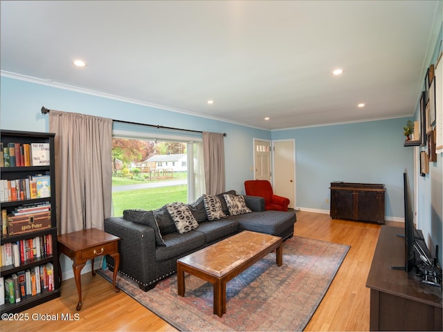 3 E St Stephens Ln, Glenville, NY 12302 - living area with light wood-style flooring, recessed lighting, ornamental molding, and baseboards