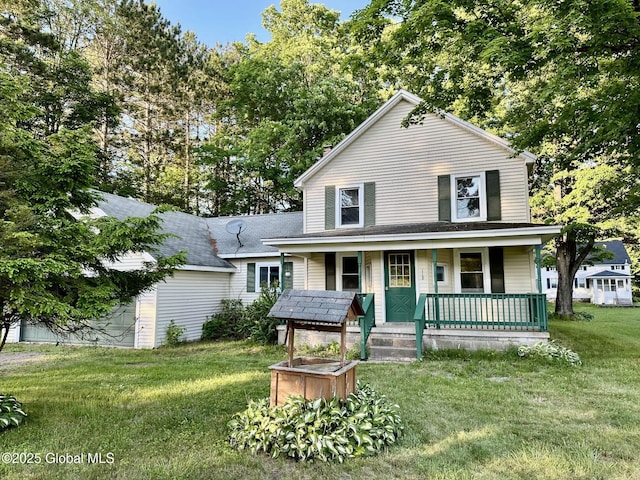 119 Houseman St, Mayfield, NY 12117 - view of front of house featuring covered porch and a front yard