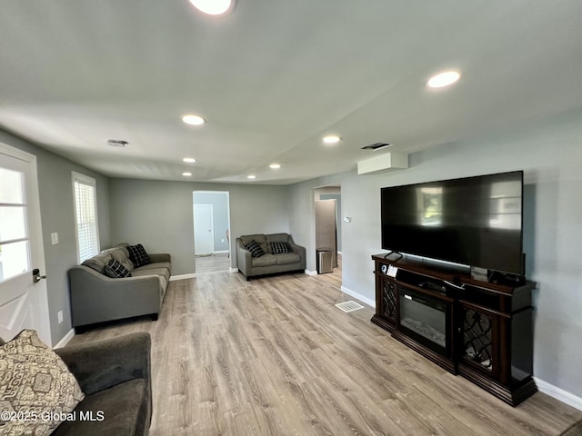 119 Houseman St, Mayfield, NY 12117 - living area with recessed lighting, baseboards, and wood finished floors