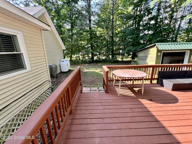 119 Houseman St, Mayfield, NY 12117 - wooden terrace with an outdoor structure