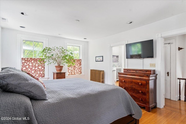 19 George St, Saratoga Springs, Inside, NY 12866 - bedroom with light wood-type flooring, radiator heating unit, and recessed lighting