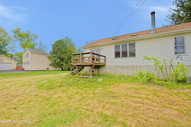 2188 Lynn St, Rotterdam, NY 12306 - view of grassy yard featuring a deck and stairs