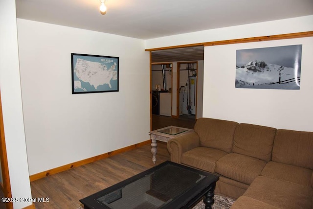 13 Dewey Rd, Chester, NY 12860 - living area featuring baseboards, wood finished floors, and gas water heater