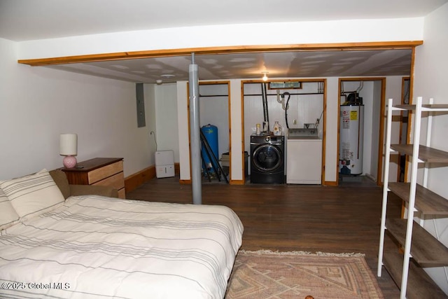 13 Dewey Rd, Chester, NY 12860 - bedroom featuring gas water heater, wood finished floors, washer and dryer, baseboards, and electric panel