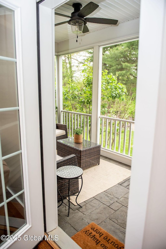 20 Bridgewater Ct, Clifton Park, NY 12065 - balcony featuring a ceiling fan