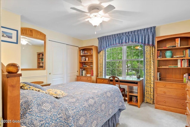 71 Hearthstone Dr, Wilton, NY 12831 - bedroom with light carpet, a closet, and ceiling fan