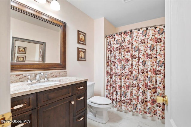 71 Hearthstone Dr, Wilton, NY 12831 - bathroom with toilet, vanity, curtained shower, and tile patterned flooring