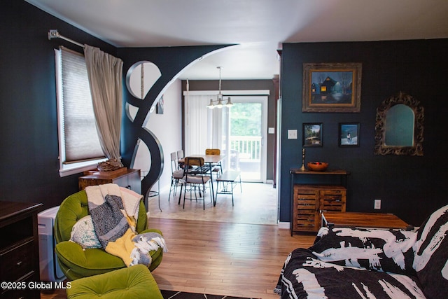 31 Whipple Tree Rd, Milton, NY 12020 - living room featuring wood finished floors and a chandelier
