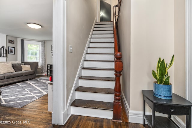 1409 Indian Fields Rd, Bethlehem, NY 12067 - staircase featuring wood finished floors and baseboards
