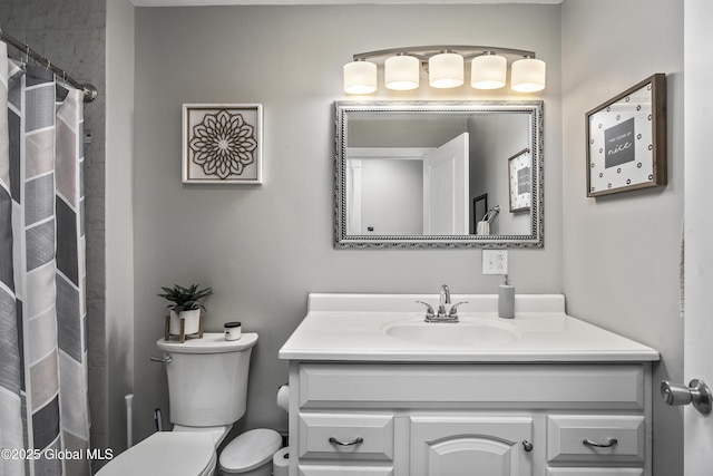1409 Indian Fields Rd, Bethlehem, NY 12067 - bathroom with toilet, vanity, and curtained shower