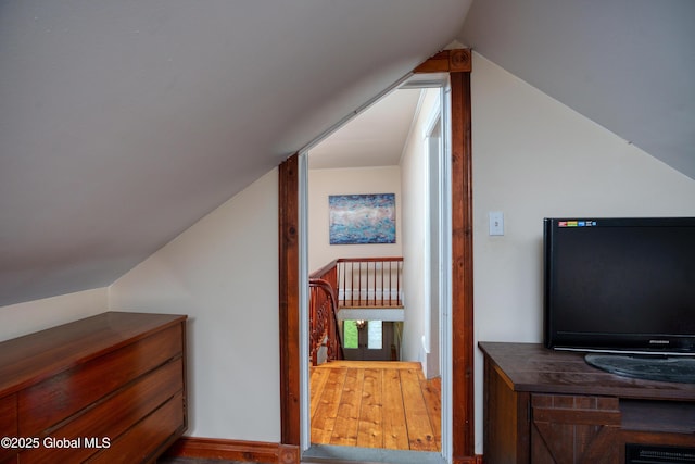 1409 Indian Fields Rd, Bethlehem, NY 12067 - bedroom with vaulted ceiling and wood finished floors