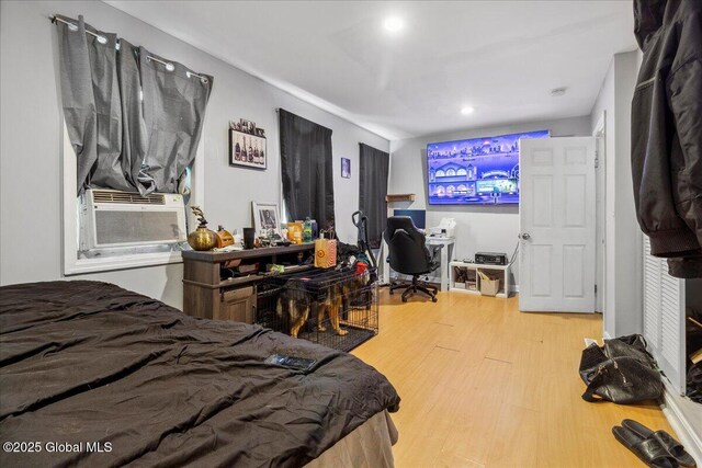 57 O Connell St, Albany, NY 12209 - bedroom featuring wood finished floors, cooling unit, an office area, and recessed lighting