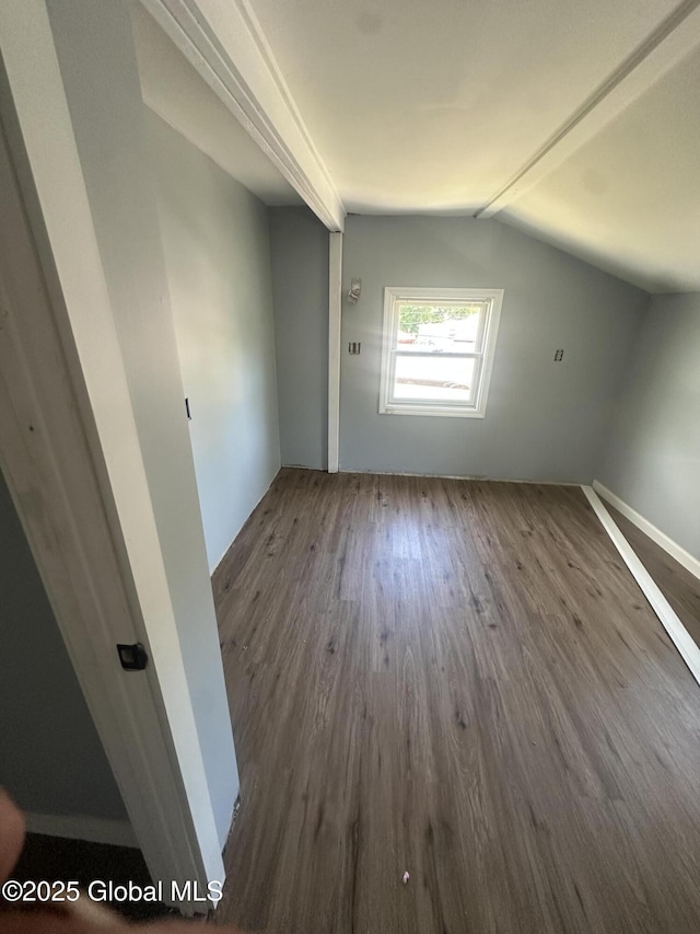 bonus room featuring wood finished floors and lofted ceiling