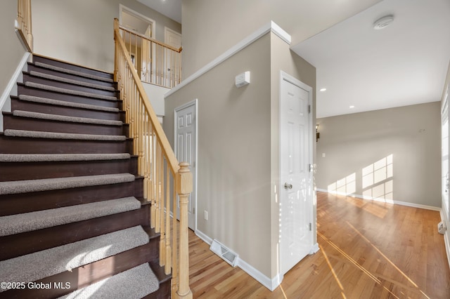 13 Peach Tree Ln, Wilton, NY 12831 - stairs featuring wood finished floors, baseboards, and recessed lighting