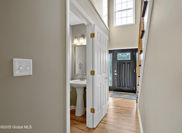 13 Peach Tree Ln, Wilton, NY 12831 - foyer with light wood-style floors, baseboards, and a high ceiling