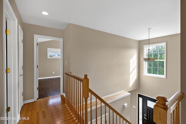 13 Peach Tree Ln, Wilton, NY 12831 - corridor featuring an upstairs landing, hardwood / wood-style floors, baseboards, and recessed lighting