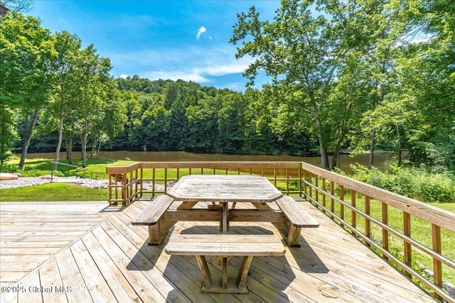 2158 State Route 29, Greenwich, NY 12834 - wooden terrace featuring outdoor dining area and a lawn