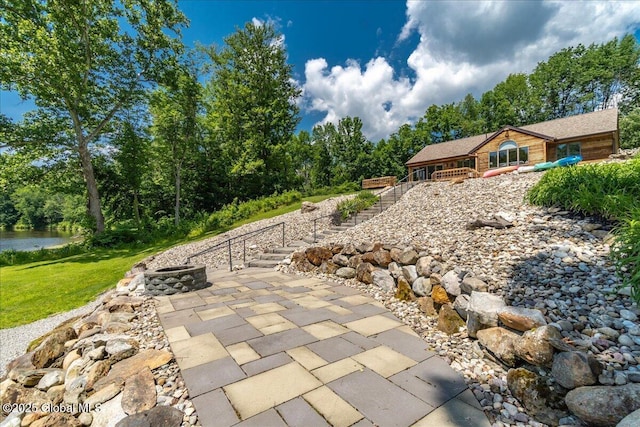 2158 State Route 29, Greenwich, NY 12834 - view of patio / terrace with an outdoor fire pit and stairway