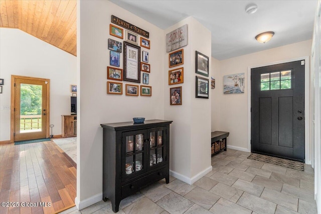 2158 State Route 29, Greenwich, NY 12834 - entryway with baseboards, wood ceiling, and vaulted ceiling