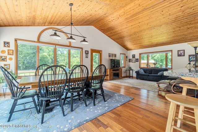 2158 State Route 29, Greenwich, NY 12834 - dining space with wood finished floors, wooden ceiling, and high vaulted ceiling