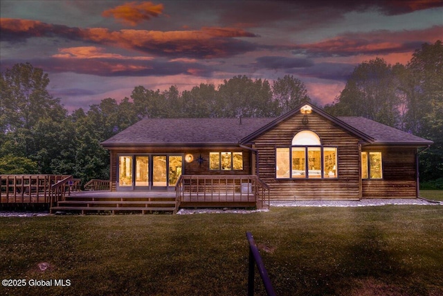 2158 State Route 29, Greenwich, NY 12834 - back of property at dusk with a yard and a deck