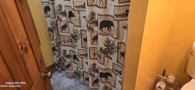 1758 US Route 9, Schroon, NY 12870 - bathroom featuring a shower with shower curtain