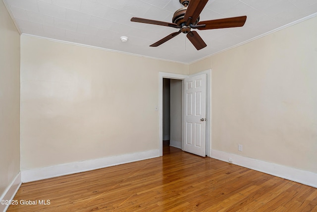 58 Old Loudon Rd, Colonie, NY 12110 - unfurnished room with ornamental molding, ceiling fan, light wood-style flooring, and baseboards