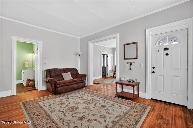 302 S William St, Johnstown, NY 12095 - foyer entrance featuring crown molding and wood finished floors