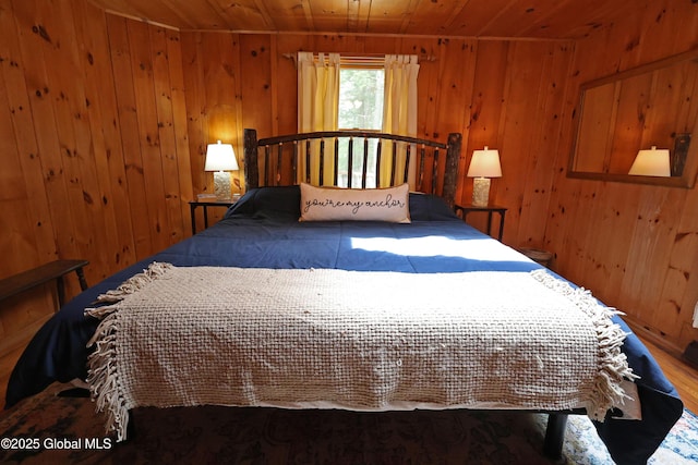 745 Adirondack Rd, Schroon Lake, NY 12870 - bedroom featuring wooden ceiling, wood walls, and wood finished floors