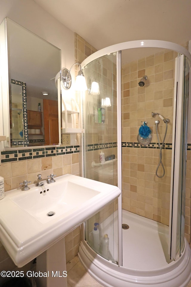 745 Adirondack Rd, Schroon Lake, NY 12870 - full bath featuring a stall shower, backsplash, and tile walls