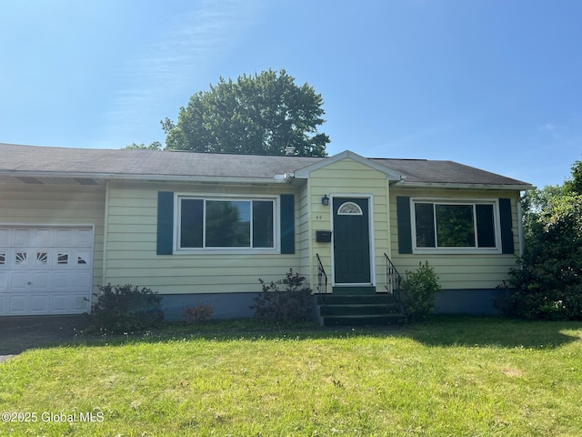 44 Park Ave, Colonie, NY 12110 - view of front of property with an attached garage, entry steps, and a front lawn