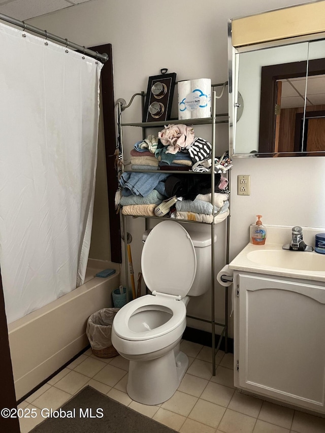 11 Williams St, Granville, NY 12832 - bathroom featuring tile patterned flooring, vanity, toilet, and shower / bathtub combination with curtain