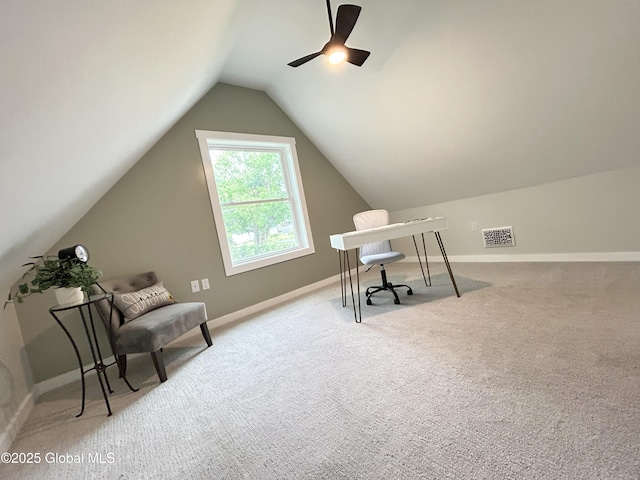 354 Mohawk Ave, Scotia, NY 12302 - carpeted office with baseboards, a ceiling fan, and lofted ceiling