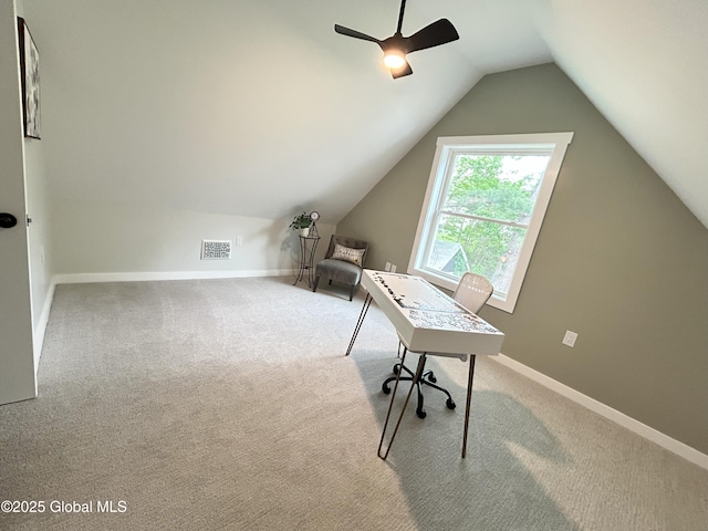 354 Mohawk Ave, Scotia, NY 12302 - office space with ceiling fan, vaulted ceiling, carpet, and baseboards