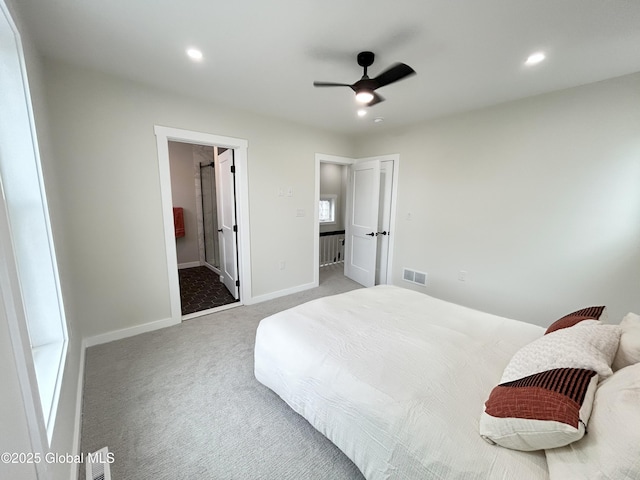 354 Mohawk Ave, Scotia, NY 12302 - carpeted bedroom featuring recessed lighting, baseboards, ceiling fan, and ensuite bath