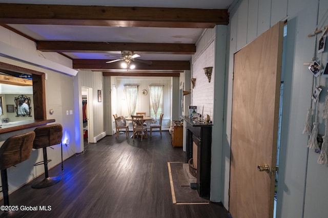 1356 W High St, Ballston Spa, NY 12020 - corridor with dark wood-style floors, beamed ceiling, and baseboards