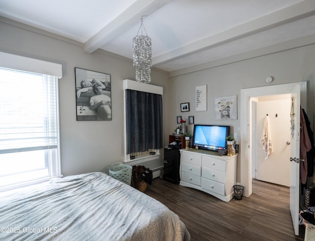 1356 W High St, Ballston Spa, NY 12020 - bedroom with beam ceiling and dark wood-type flooring
