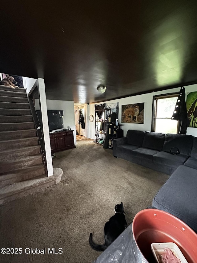 503 N Main St, Gloversville, NY 12078 - living room with carpet and stairway