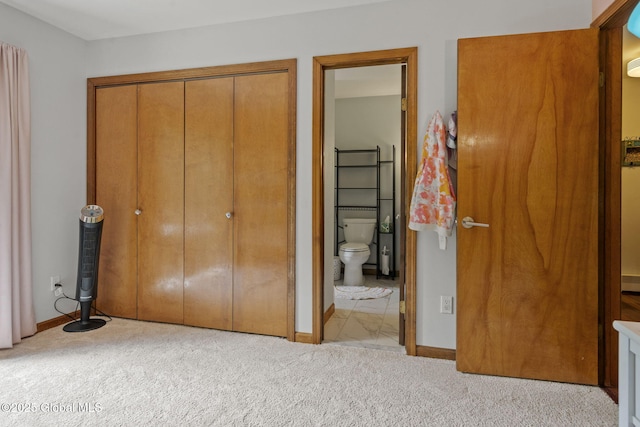 6175 Hawes Rd, Guilderland, NY 12009 - unfurnished bedroom with a closet, carpet, baseboards, and connected bathroom