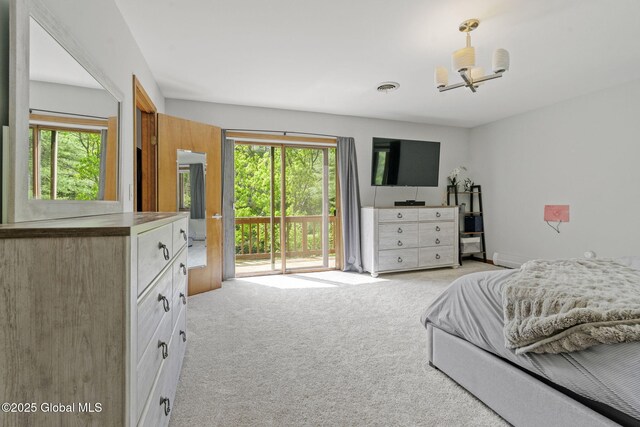 6175 Hawes Rd, Guilderland, NY 12009 - bedroom with access to outside, multiple windows, and light carpet