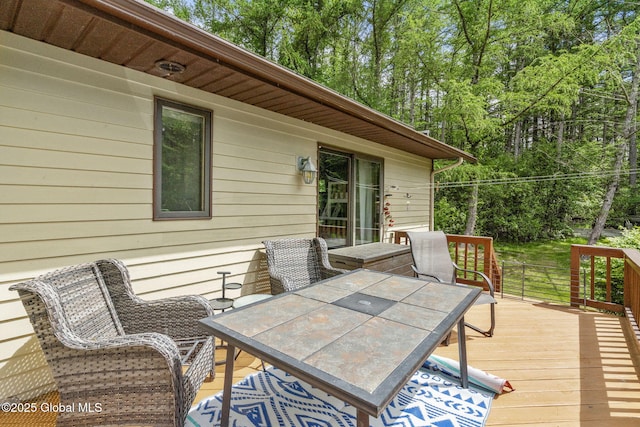 6175 Hawes Rd, Guilderland, NY 12009 - wooden terrace featuring outdoor dining area
