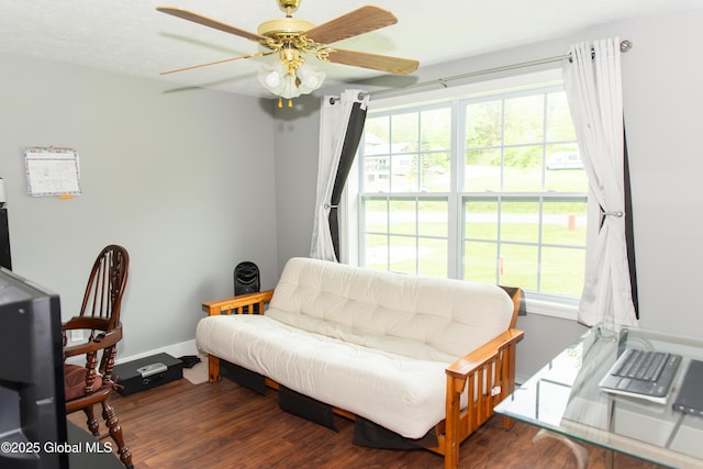 126 Hillside Rd, Duanesburg, NY 12137 - living area with a ceiling fan, wood finished floors, healthy amount of natural light, and baseboards