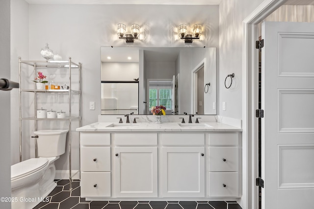 39 Berkeley Way, Wilton, NY 12866 - bathroom with double vanity and tile patterned floors