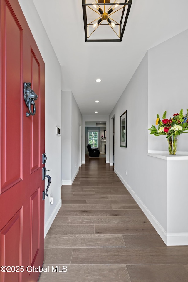 39 Berkeley Way, Wilton, NY 12866 - foyer with wood finished floors, recessed lighting, and a chandelier