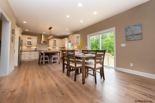 5 Hunter Ct, Milton, NY 12020 - dining space featuring light wood-type flooring, recessed lighting, baseboards, and a chandelier