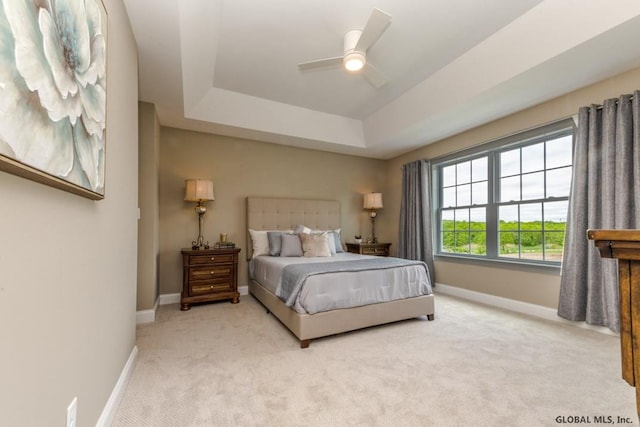 5 Hunter Ct, Milton, NY 12020 - carpeted bedroom with a raised ceiling, baseboards, and a ceiling fan